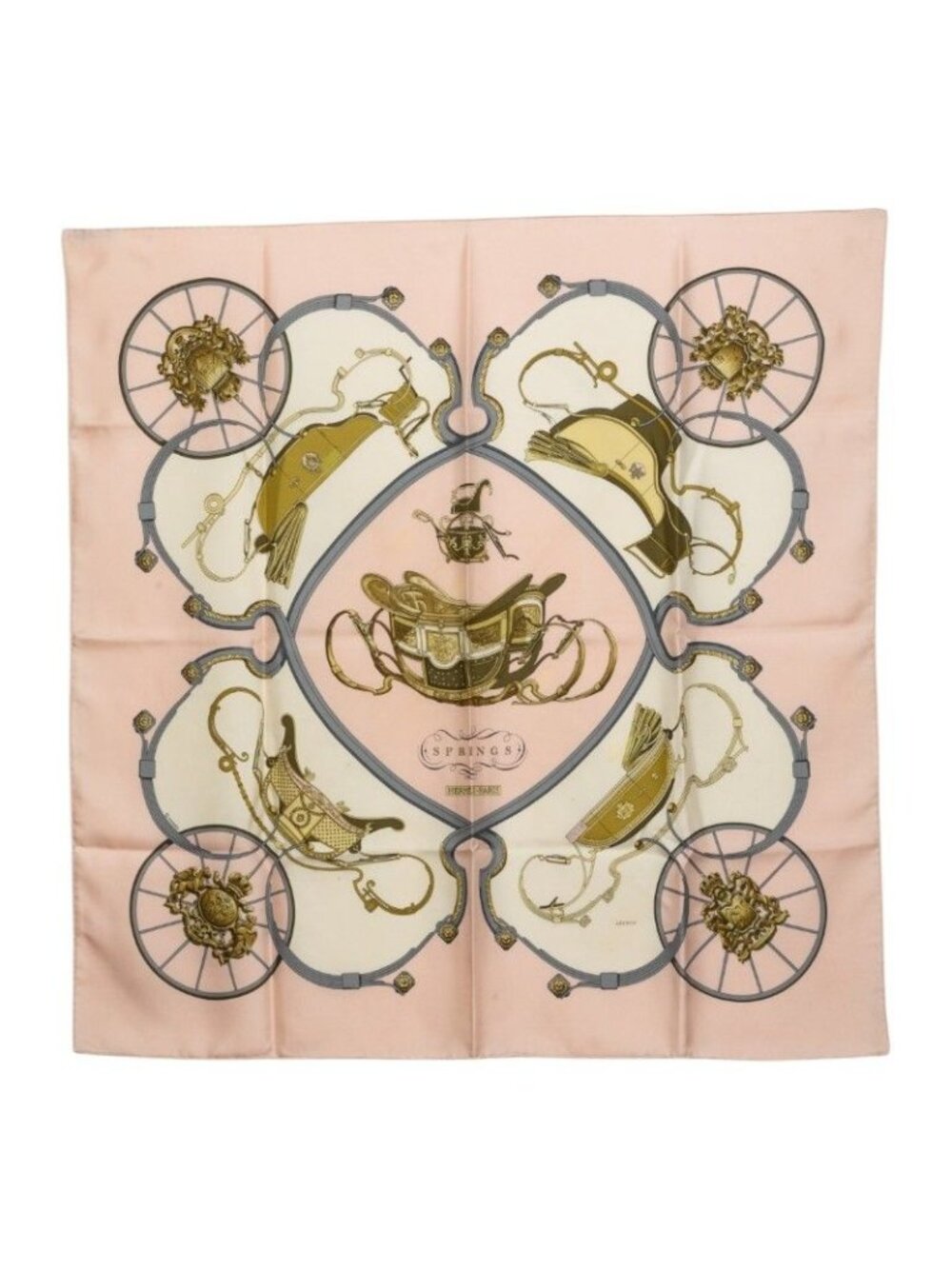 Hermes Carre 90 Spring Scarf Large Pink Multicolor Silk
